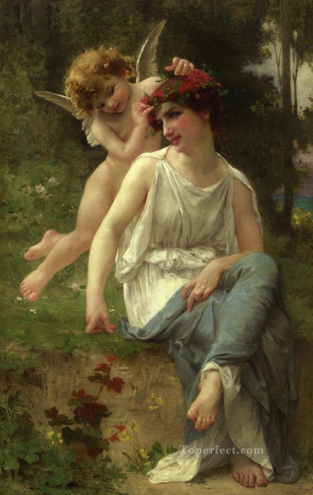 Cupido adorando a una joven doncella Guillaume Seignac Pintura al óleo